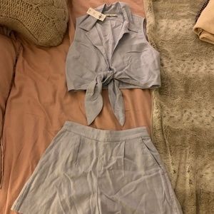 Abercrombie Linen Matching High Waist Short Set
